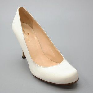 Kate Spade Ladies 5.5 B Karolina Ivory Satin Pumps High-heel Dress Shoes Italy